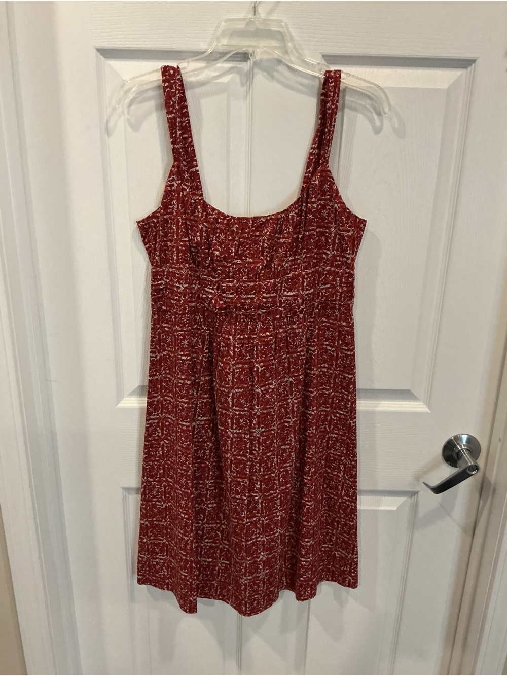 New York & Company Red Patterned Sleeveless Mini Dress